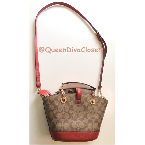 Lane Bucket Bag Purse Satchel Crossbody In Signature Canvas C8597 - Picture 11 of 12